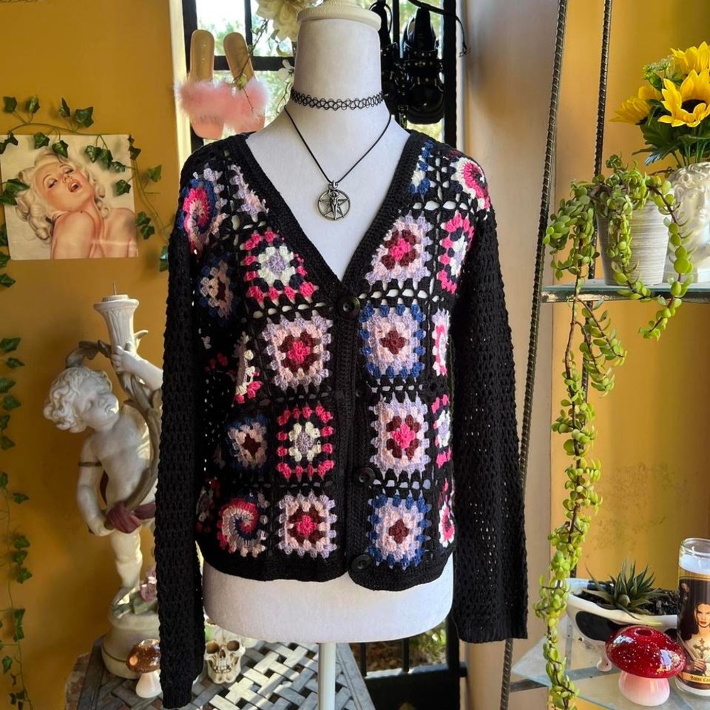 crochet cardigan whimsigoth granny square